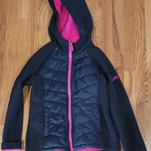 Girls' Black & Pink Hooded Jacket